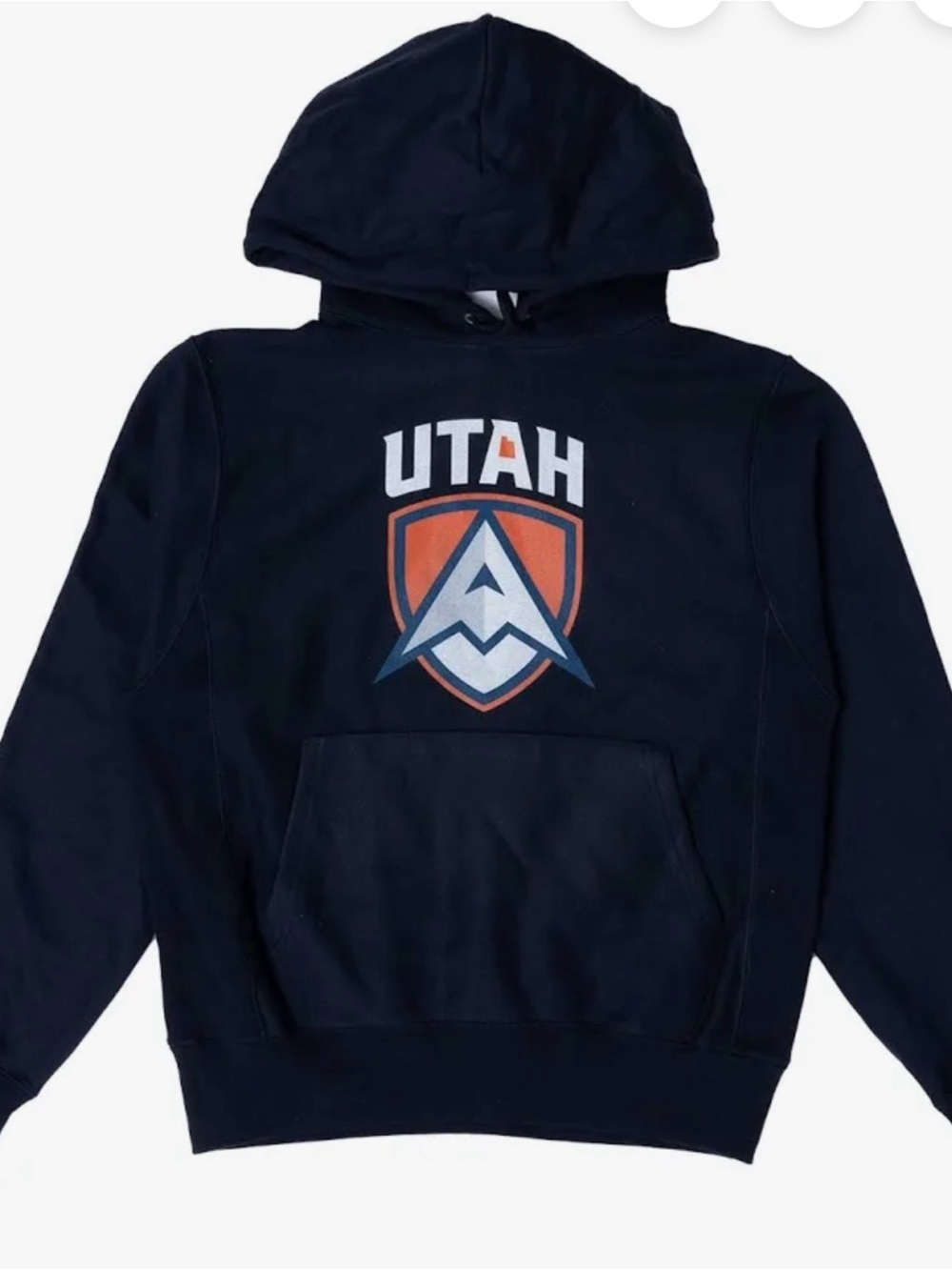 Champion Navy Blue Utah Pullover Hoodie with Orange & Light Blue Logo size L